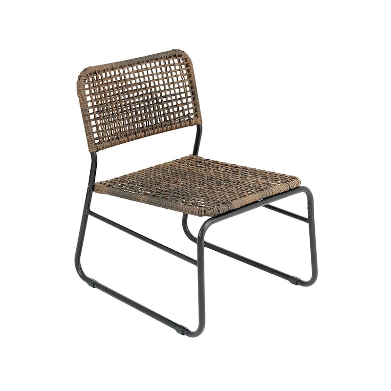 GDFStudio - Outdoor Kyle 3-Piece PE Rattan Patio Furniture Set with Modern Round Table and Steel Frame