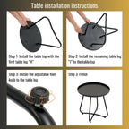 GDFStudio - Outdoor Kyle 3-Piece PE Rattan Patio Furniture Set with Modern Round Table and Steel Frame