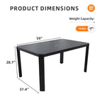 GDFStudio -Sharon Modern Outdoor Aluminum Table with Slats, Angled Corners, Umbrella Hole, and Adjustable Non-Slip Pads