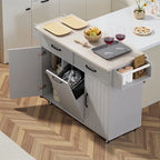 Alger Kitchen Island with Trash Can Storage Cabinet