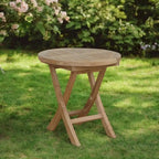HomeRoots 20 Natural Rounded Solid Wood Folding Outdoor Side Table