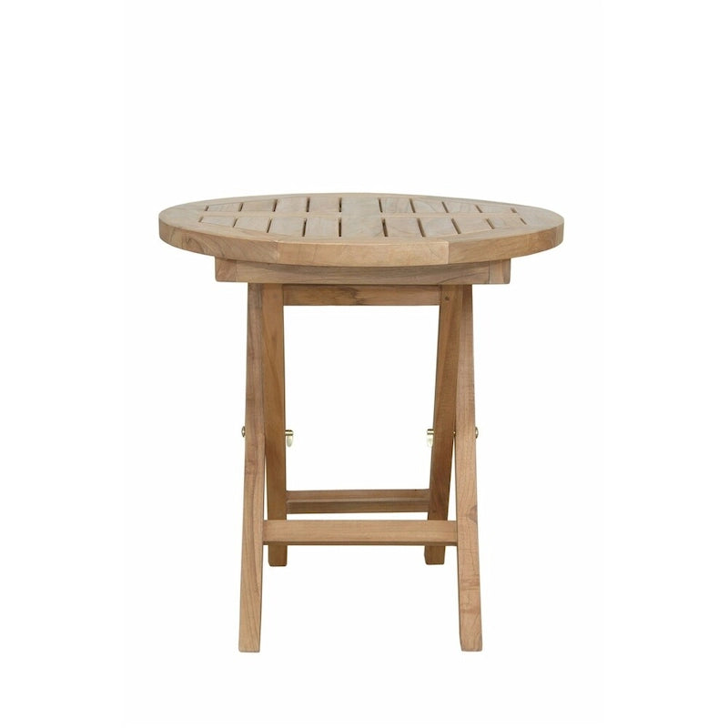 HomeRoots 20 Natural Rounded Solid Wood Folding Outdoor Side Table