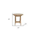 HomeRoots 20 Natural Rounded Solid Wood Folding Outdoor Side Table