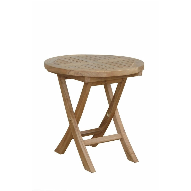 HomeRoots 20 Natural Rounded Solid Wood Folding Outdoor Side Table