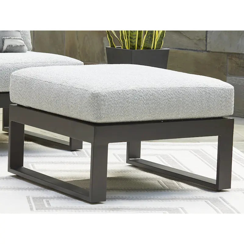 Signature Design by Ashley Beachloft Black/Gray Outdoor Ottoman with Cushion - 28W x 28D x 19H