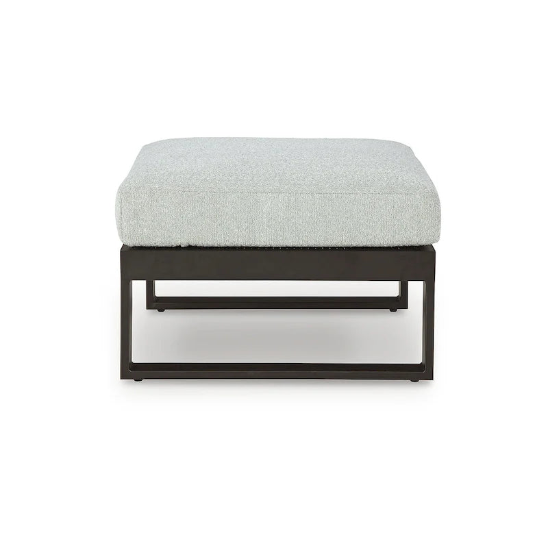 Signature Design by Ashley Beachloft Black/Gray Outdoor Ottoman with Cushion - 28W x 28D x 19H