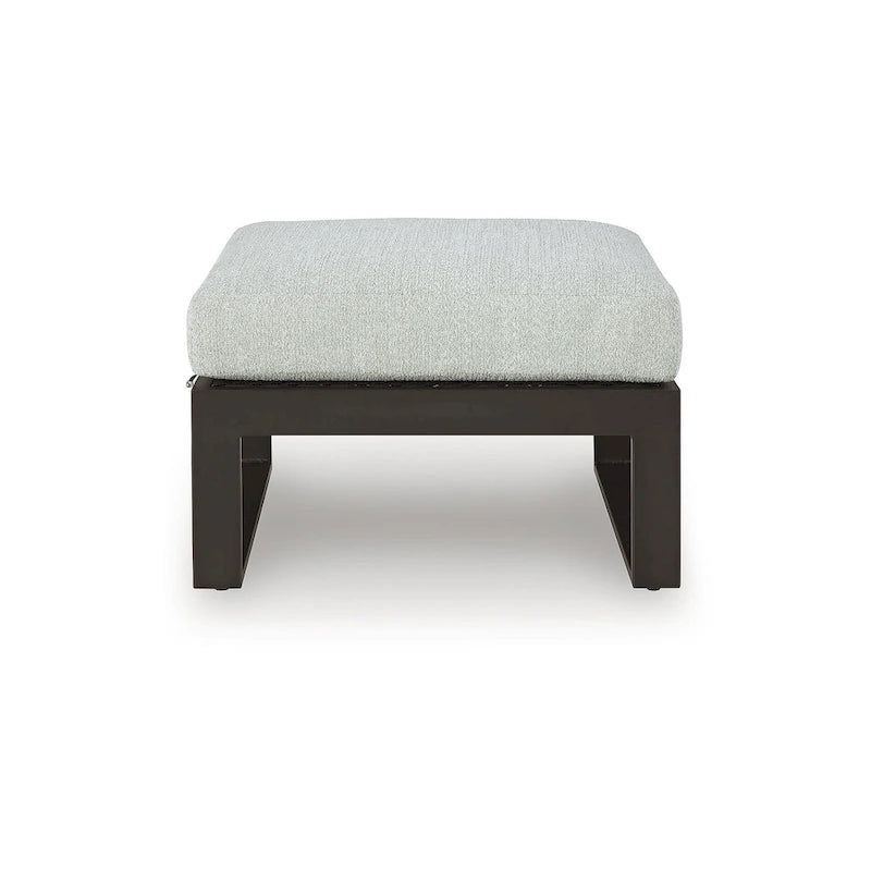 Signature Design by Ashley Beachloft Black/Gray Outdoor Ottoman with Cushion - 28W x 28D x 19H