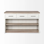 HomeRoots White And Brown Two Tone Wooden Kitchen Island With 3 Drawers - 30' X '34.5' X '60