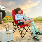 High-Back Heavy-Duty Lawn Chair Supports 250 Lbs, Portable Collapsible Design With Cup Holder