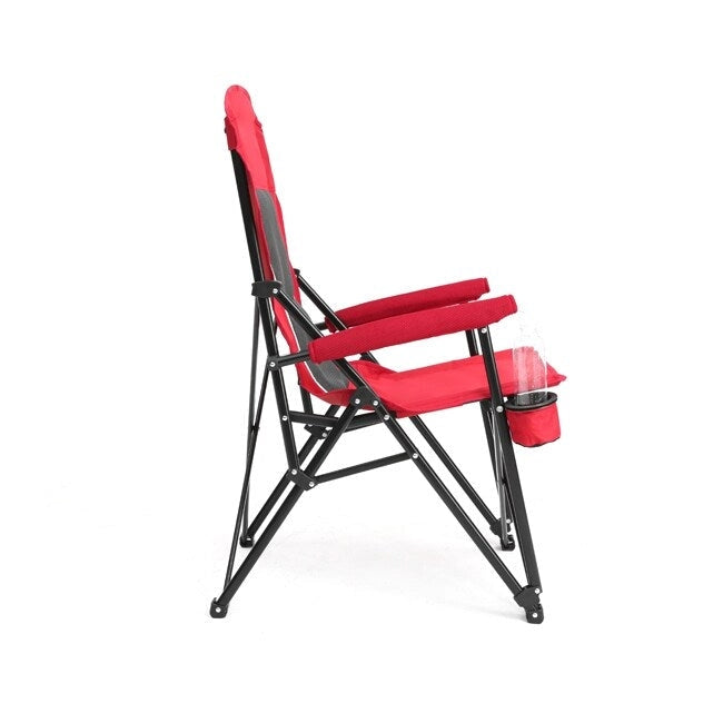 High-Back Heavy-Duty Lawn Chair Supports 250 Lbs, Portable Collapsible Design With Cup Holder