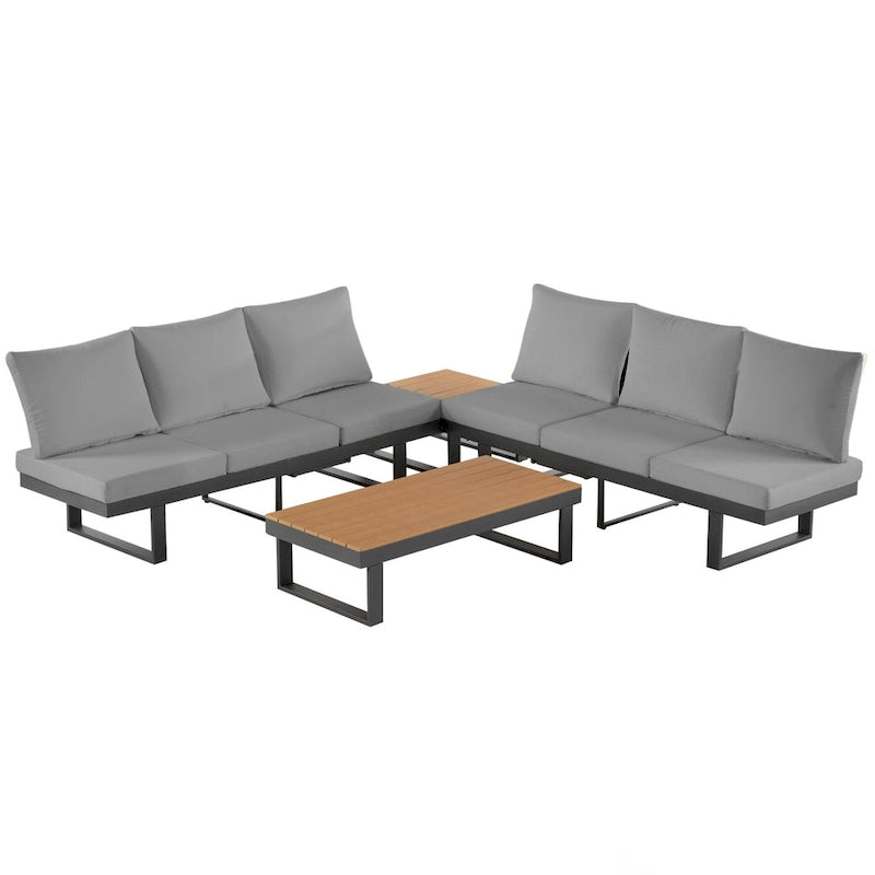 Outdoor Sectional Sofa Set Patio Conversation Set Patio Seating Group Outdoor Daybed with Adjustable Reclining Seats