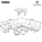 Outdoor Sectional Sofa Set Patio Conversation Set Patio Seating Group Outdoor Daybed with Adjustable Reclining Seats