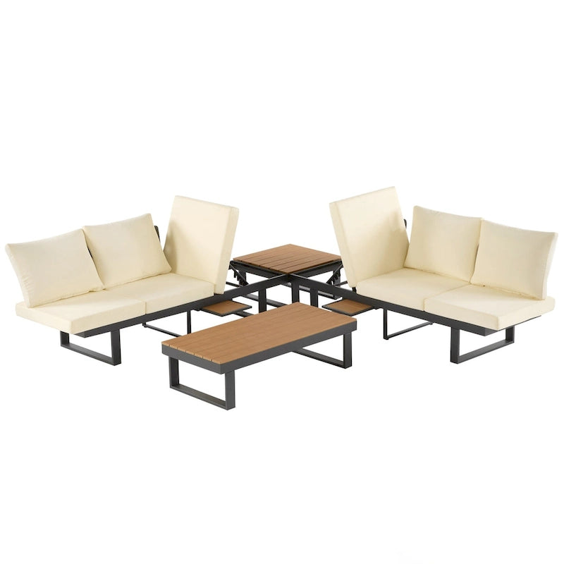 Outdoor Sectional Sofa Set Patio Conversation Set Patio Seating Group Outdoor Daybed with Adjustable Reclining Seats