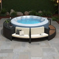 Outdoor Patio Rattan Spa Surround Frame Sofa Set with Storage Spaces, Bench and Cushions