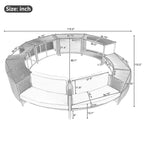 Outdoor Patio Rattan Spa Surround Frame Sofa Set with Storage Spaces, Bench and Cushions