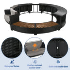 Outdoor Patio Rattan Spa Surround Frame Sofa Set with Storage Spaces, Bench and Cushions