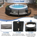 Outdoor Patio Rattan Spa Surround Frame Sofa Set with Storage Spaces, Bench and Cushions