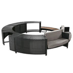 Outdoor Patio Rattan Spa Surround Frame Sofa Set with Storage Spaces, Bench and Cushions