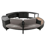 Outdoor Patio Rattan Spa Surround Frame Sofa Set with Storage Spaces, Bench and Cushions