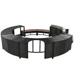 Outdoor Patio Rattan Spa Surround Frame Sofa Set with Storage Spaces, Bench and Cushions