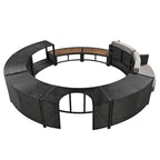 Outdoor Patio Rattan Spa Surround Frame Sofa Set with Storage Spaces, Bench and Cushions