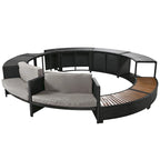 Outdoor Patio Rattan Spa Surround Frame Sofa Set with Storage Spaces, Bench and Cushions