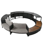 Outdoor Patio Rattan Spa Surround Frame Sofa Set with Storage Spaces, Bench and Cushions
