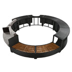 Outdoor Patio Rattan Spa Surround Frame Sofa Set with Storage Spaces, Bench and Cushions