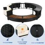 Outdoor Patio Rattan Spa Surround Frame Sofa Set with Storage Spaces, Bench and Cushions