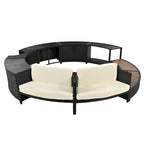 Outdoor Patio Rattan Spa Surround Frame Sofa Set with Storage Spaces, Bench and Cushions