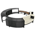 Outdoor Patio Rattan Spa Surround Frame Sofa Set with Storage Spaces, Bench and Cushions