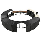 Outdoor Patio Rattan Spa Surround Frame Sofa Set with Storage Spaces, Bench and Cushions