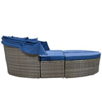 Outdoor Rattan Round Daybed with Retractable Canopy & Washable Cushions