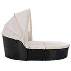 Outdoor Rattan Round Daybed with Retractable Canopy & Washable Cushions