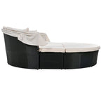Outdoor Rattan Round Daybed with Retractable Canopy & Washable Cushions