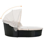 Outdoor Rattan Round Daybed with Retractable Canopy & Washable Cushions