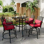 Outdoor Swivel Bar Stools Counter Height with Cushion, 4PCS Patio Bar Stools with Armrest
