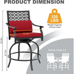 Outdoor Swivel Bar Stools Counter Height with Cushion, 4PCS Patio Bar Stools with Armrest