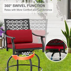 Outdoor Swivel Bar Stools Counter Height with Cushion, 4PCS Patio Bar Stools with Armrest