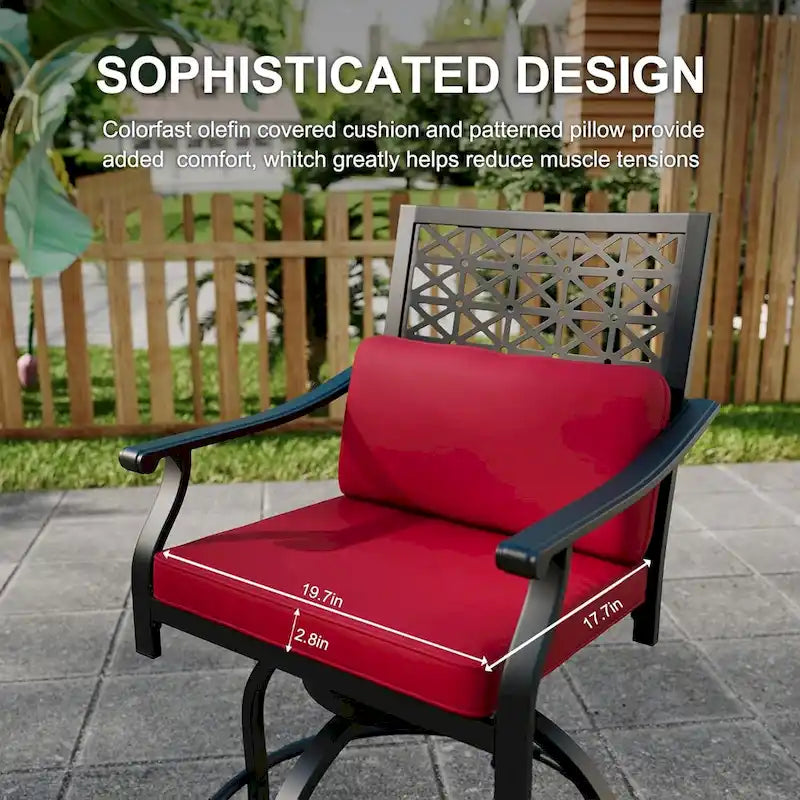 Outdoor Swivel Bar Stools Counter Height with Cushion, 4PCS Patio Bar Stools with Armrest
