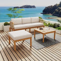 Outdoor 3-piece Acacia Wood and Rope Patio Sofa Set - 75.5 W x 26.75 D x 27.00