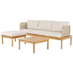 Outdoor 3-piece Acacia Wood and Rope Patio Sofa Set - 75.5 W x 26.75 D x 27.00