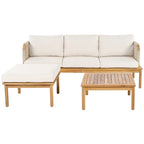 Outdoor 3-piece Acacia Wood and Rope Patio Sofa Set - 75.5 W x 26.75 D x 27.00