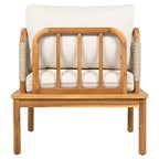 Outdoor Acacia Wood and Rope Club Chair with Cushions (Single) - 26.75in. W X28.75in.DX27.00in. H