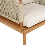 Outdoor Acacia Wood and Rope Club Chair with Cushions (Single) - 26.75in. W X28.75in.DX27.00in. H