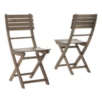 Outdoor 3pc Half-Round Folding Acacia Wood Bistro Set