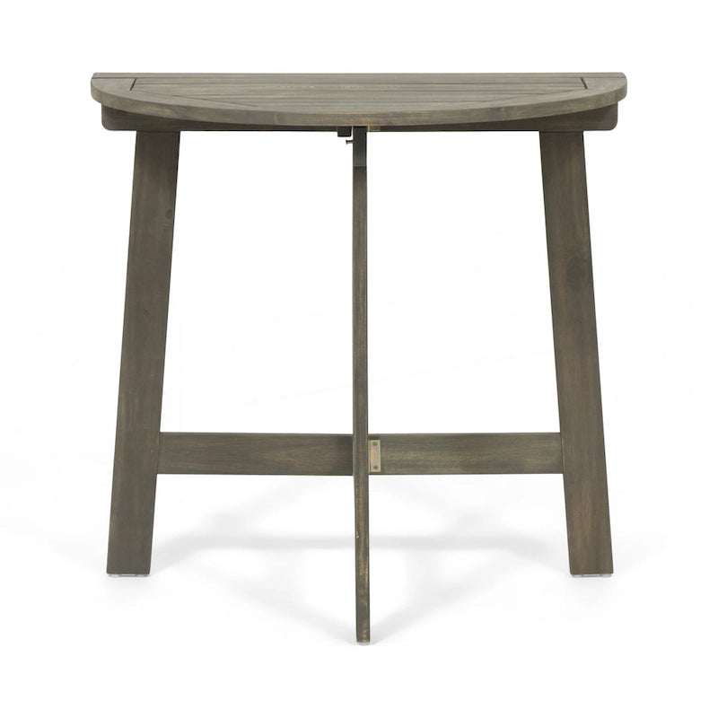Outdoor 3pc Half-Round Folding Acacia Wood Bistro Set