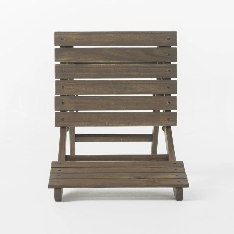 Outdoor 3pc Half-Round Folding Acacia Wood Bistro Set