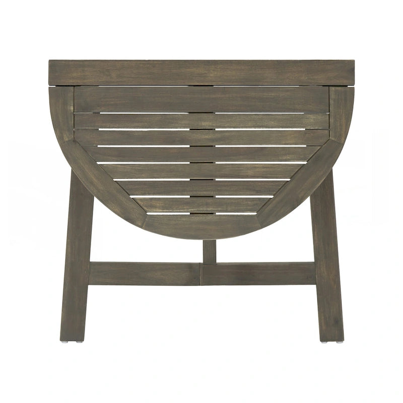 Outdoor 3pc Half-Round Folding Acacia Wood Bistro Set
