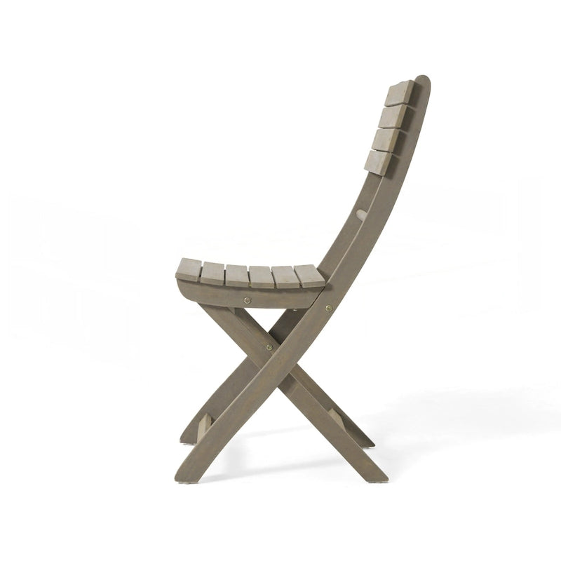 Outdoor 3pc Half-Round Folding Acacia Wood Bistro Set